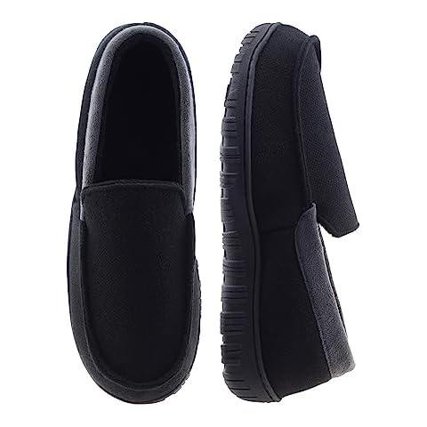 SKABIU Mens House Slippers Indoor Outdoor Comfort House Shoes Micro Suede Black Size 9 Cover