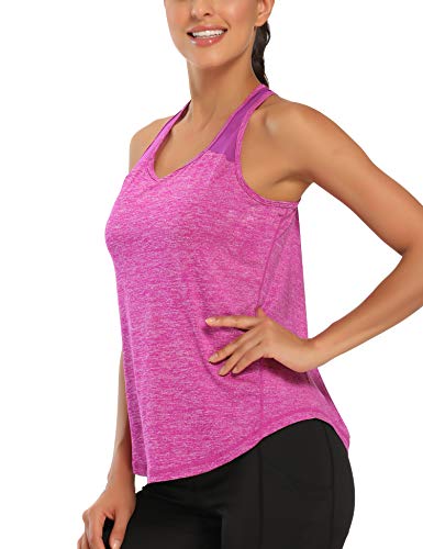Aeuui Workout Tops For Women Racerback Mesh Yoga Shirts Athletic Running Tank Tops Sleeveless Gym Clothes Dark Purple thumb #2