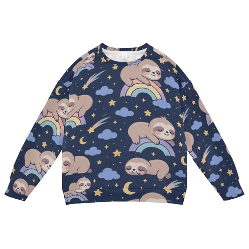 JUNZAN Dreamy Sloth Space Blue Little Girls Hoodie Sweatshirt Crewneck Fall Tops Shirts Athletic 4T