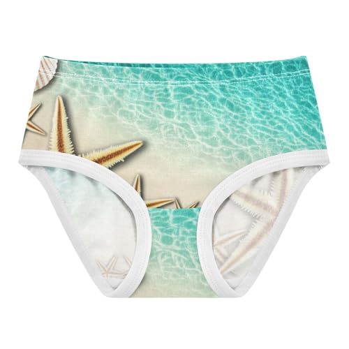 Toddler Girls Underwear 2t Cotton Panties for Girl Pattern Undies Kids Briefs Beach Starfish Teal