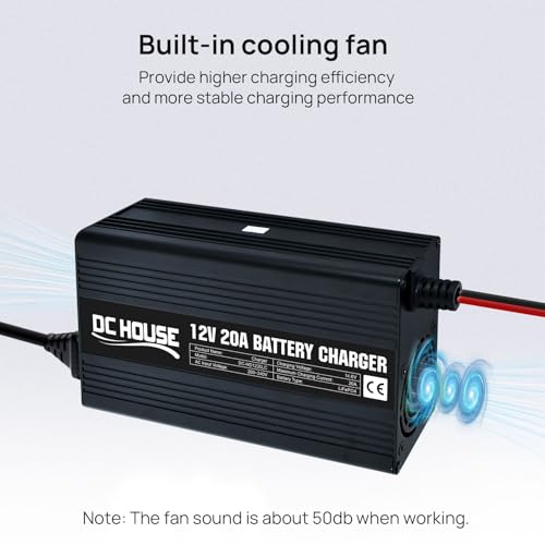DC HOUSE Carregador de bateria de lítio de carregamento rápido 12V 20A com conector Anderson 14,6 V