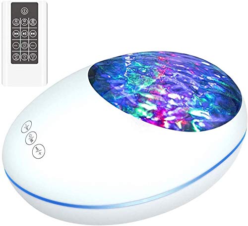 Meneflix Ocean Wave Projector, Lucky Stone Ocean Lights with 12 LED Adjustable Lightness & 8 Lighting Modes, Support Bluetooth Music Speaker Bedside Night Light for Baby Kids Adult Bedroom Living Room