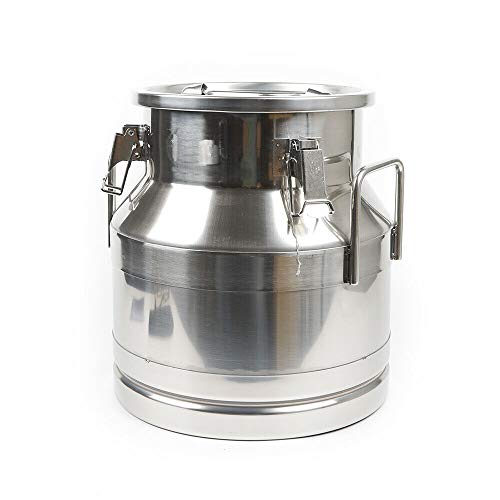 20L/5.3Gallon Stainless Steel Milk Can Wine Pail Bucket Water Jug Liquid Storage Pail w/Lid Commercial Fermentation Barrel Heavy Duty Liquid Storage Kitchen Rice Cereal Grain Coffee Bean Container