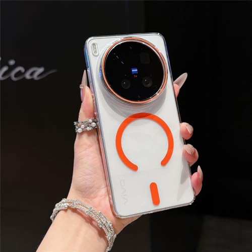 Image of Protective Case for Vivo X300 Ultra 5G Crystal Clear Shockproof PC+ TPU Magnetic Case. (Orange)