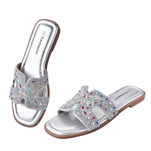 Image of H Flat Sandals for Women Dressy Lightweight Comfortable Slide Sandal Fashion Summer Trendy Casual Slip-On Shoes