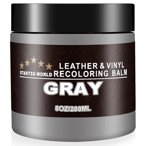 STARTSO WORLD Kit de Reparación de Cuero 200Ml Gris - para Muebles, Sofás y Asientos de Coche | Tinte y Pintura para Restaurar y Reparar Cuero Descolorido y Rayado