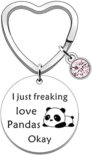 SDOFY Panda Keyring Panda Gifts Panda Lover Gift Panda Gifts for Girls Women Birthday Present I Just Freaking Love Pandas Keychain