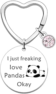 SDOFY Panda Keyring Panda Gifts Panda Lover Gift Panda Gifts for Girls Women Birthday Present I Just Freaking Love Pandas Keychain