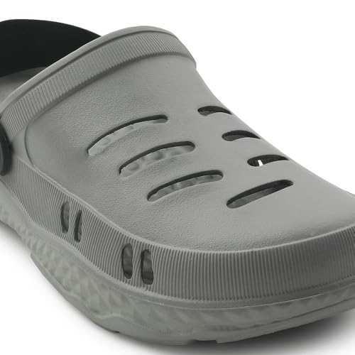 Image of Liberty A-HA BEACHRIDEM Clogs for Men - Black & Grey EVA Slip-On Casual Clogs | Soft Moulded Footbed, Lightweight Everyday Footwear for Home, Casual, Errands, Daily, Outdoor & Relaxed Wear