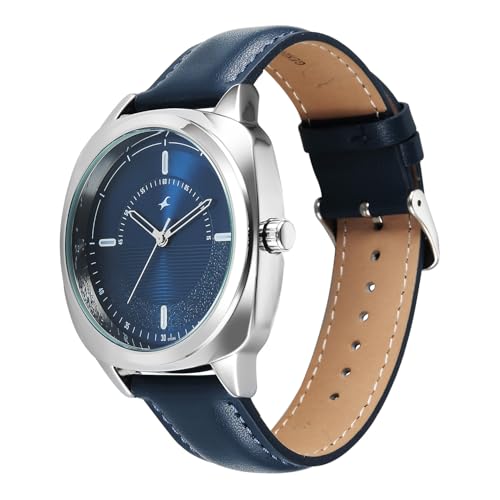 Image of Fastrack Stunners X Quartz Analog with Dark Blue Dial Blue Leather Strap Watch for Men - 38161SL02