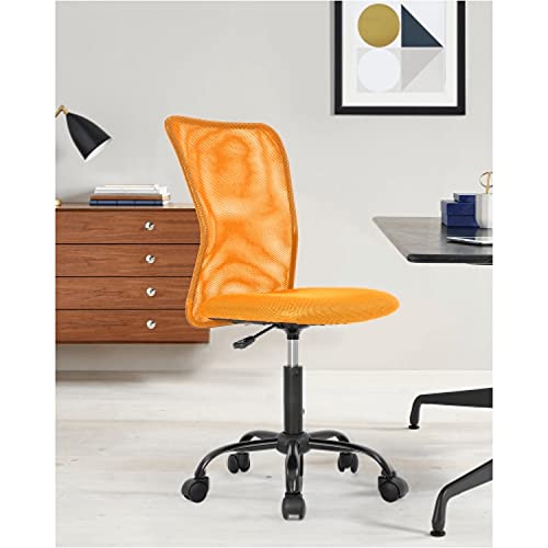 Office Chair Mesh Computer Chair, Ergonomic Desk Chair With Lumbar Support, Adjustable Modern Executive Chair Armsless Swivel Computer Mesh Chair For Women Men, Orange #TOP5