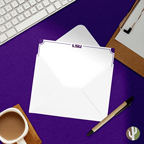 Image of Desert Cactus LSU 10 Pack Notecards Stationery Cardstock Tigers Geaux Louisiana State University Includes Envelopes Memo Party Thank You (Notecard 4a)