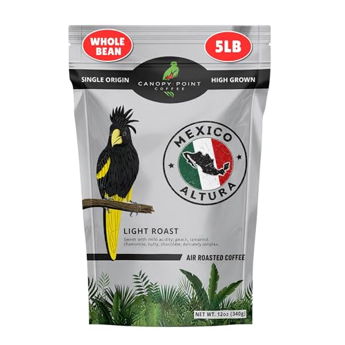 Canopy Point Coffee – Altura Mexican Light Roast, 5 lb Bag Whole Bean, Gourmet Blonde Roast, Air Roasted Arabica Coffee (Whole Bean, 5lb)