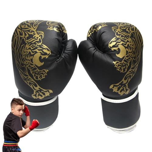 Guantes de boxeo, guantes de boxeo para hombre, guantes Muay Thai, con estampado de tigre, adultos, mujeres, hombres, unisex, guantes de entrenamiento de boxeo, guantes de piel sintética