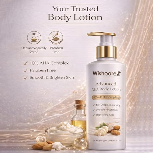 Image of Advanced AHA Body Lotion, 10% AHA with Almond Oil and Shea Butter, 48H Deep Moisturizing, Smooths Rough Skin, Brightening Care, 200ml
