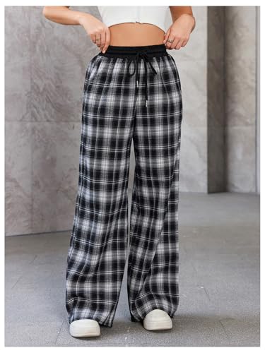 Image of SOLY HUX Women's Plaid Checkered Pants Flannel Pajama Pants with Pockets