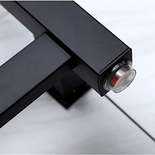 Radiador de baño eléctrico con Calentador de Toallas, Cromado, Recto, 600 x 825 mm, con tendedero calefactado e Interruptor, Blanco/Negro.(Black)
