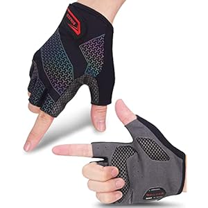 boildeg Fahrradhandschuhe Radsporthandschuhe rutschfeste und stoßdämpfende Mountainbike Handschuhe mit Signalfarbe geeiget Unisex Herren Damen