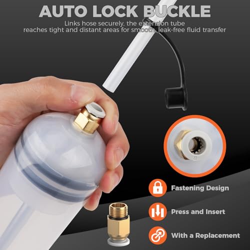 HORUSDY 200cc Fluid Extractor Syringe Oil Pump, Fluid Evacuator with 23" Flexible Hose, 12" Fine & Coarse Hoses, for Automotive, Motorcycle, Marine & Equipment Maintenance (9PCS) - Image 5