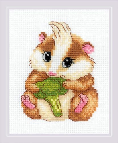 Image of RIOLIS - Cute Hamster 2185, Animals Cross Stitch Kits 5 inch x6, Cross Stitch Kits for Beginners & Advanced, Crossstitching Kits Adult, Counted Stitching Kits, Embroidery Kit