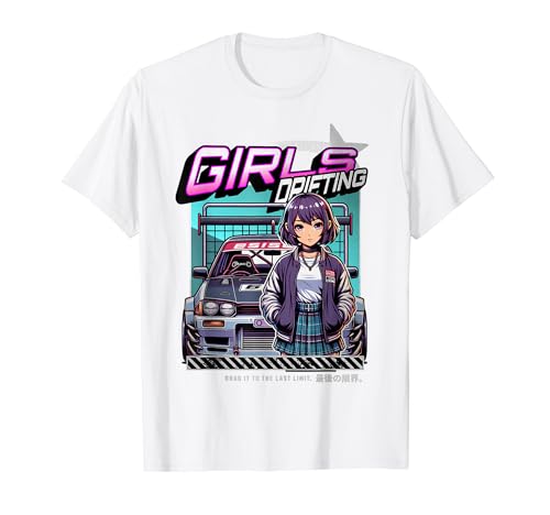 Amore jdm carino ragazza racer rosa giapponese race car drifting maglietta