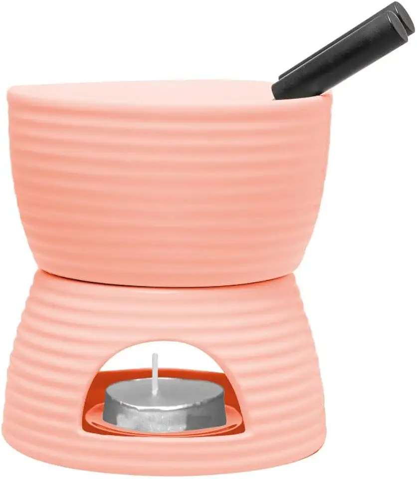 WOLFF - Aparelho de Fondue 6 Peças para Duas Pessoas Lines Rosa