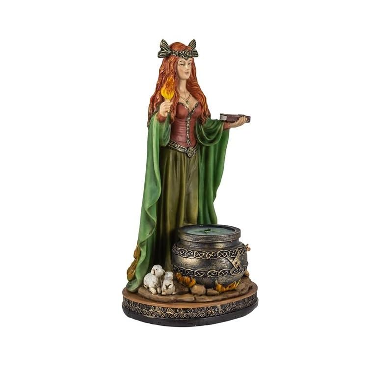 DRW Figurine Brigid déesse Celtique de la fertilité, de la poésie, de la guérison et de la Forge en résine Peinte à la Main de 20 cm