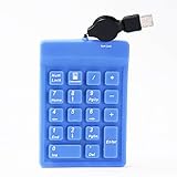 HDE Mini Silicone 18 Key Number Keyboard Pad with Retractable USB Cable (Blue)