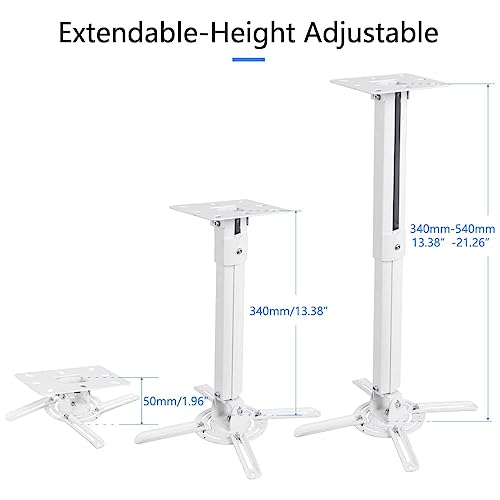 image for suptek White Universal Projector Ceiling Mount Bracket Fits Flat or Sl