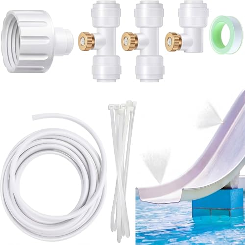 32.8FT Pool Slide Water Tubing Kit with 3 Brass Water Sprayer, Pool Slide Spray Kit for Above Ground...