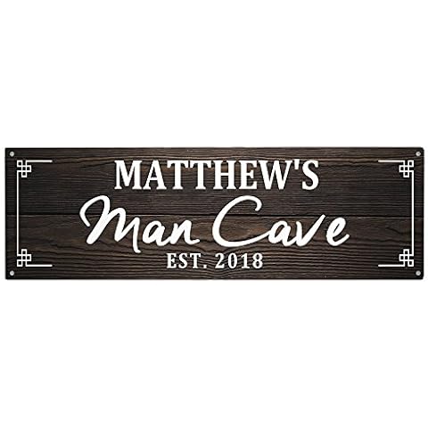 GiftsForYouNow Metal Man Cave Sign, 20.0 inches x 5.0 inches, Personalized Wall Decor, Free Personalization Cover
