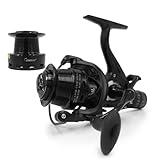 Sanfoelek - Carrete de pesca con relación de velocidad 9+1BB con sistema de freno dual, carrete giratorio suave con doble carrete de mango interceptable, aparejos de pesca