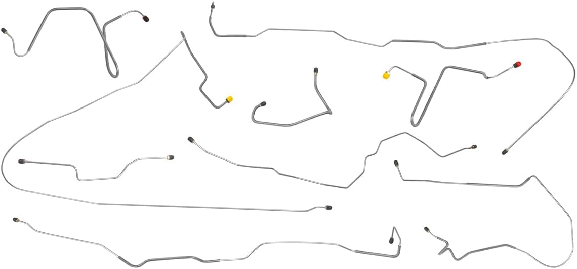 Inline Tube Compatible with 1980-86 Ford F100 F150 2WD 4WD Short & Long Bed Power Disc Complete Brake Line Kit 8pc, OE Steel