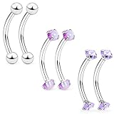 Ocptiy Eyebrow Belly Button Ring 16G Stainless Surgical Steel Curved Barbell Navel Nose Septum Lip H