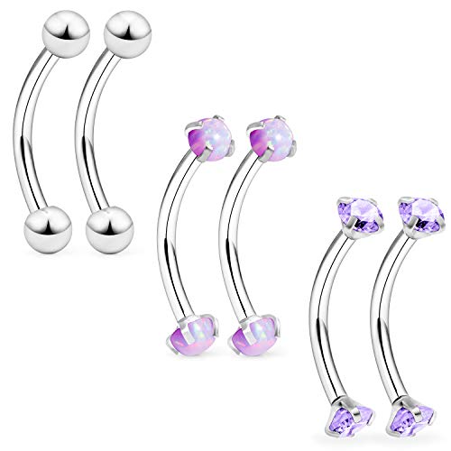 Ocptiy Eyebrow Belly Button Ring 16G Stainless Surgical Steel Curved Barbell Navel Nose Septum Lip Helix Tragus Cartilage Rook Daith Conch Earring Ring Stud Piercing Jewelry Women Men Silver 10Mm 3Mm #TOP7
