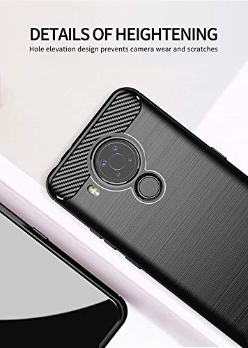 Image of NPRC Hybrid Ultra Slim Protective Case TPU Non-Slip Carbon Fiber Texture Shockproof Case Cover for Nokia 5.4 - Black
