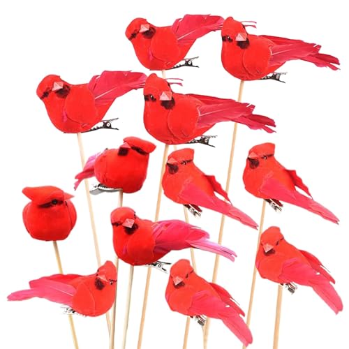 Oiseaux de Noël pour sapin et décoration de cour extérieure YRYRYW rouge naturel