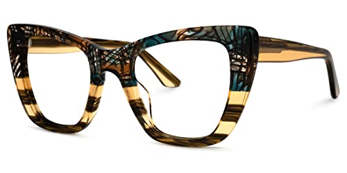 Image of VOOGLAM Cat Eye Blue Light Blocking Glasses, Fashion Multicolor Glasses Frame for Women Anti Eyestrain & UV