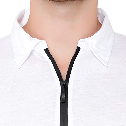 Image of Men's Cotton Blend Full Sleeve Zip Neck Polo T-Shirt (Pack of 1)