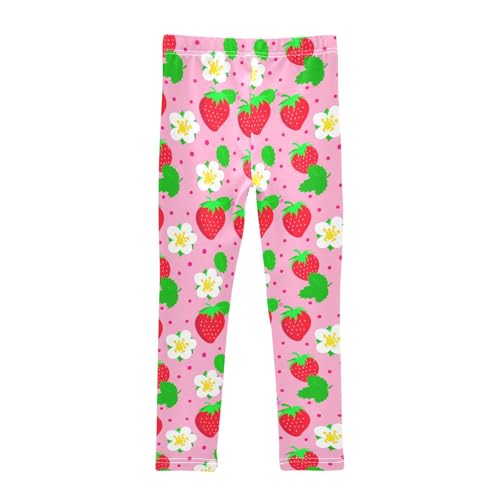 Girls Leggings Size 4T Strawberry Polka Dot Soft Stretchy Yoga Pants Tights Girl Clothes for Dance Running2