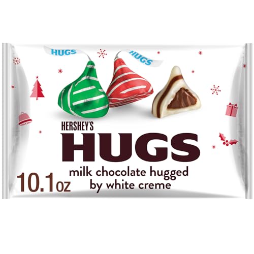 HERSHEY'S HUGS Milk Chocolate and White Creme, Christmas Candy Bag, 10.1 oz