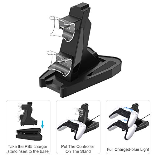 41vqnT3svSL FYOUNG Chargeur Manette Compatible avec PS5 avec Cable Type C, Recharge Support Station Compatible avec DualSense Manette avec Indicateur LED