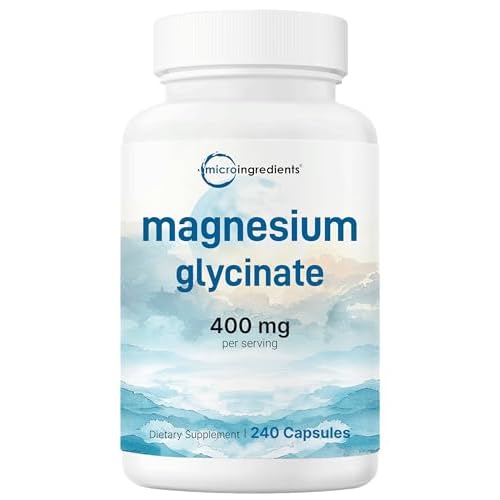 Micro Ingredients Magnesium Glycinate 400mg Per Serving, 240 Capsules | Potent Elemental Form, 100% Chelated, High Absorption | Healthy Muscle, Bones, & Mood Support Supplement | Non-GMO