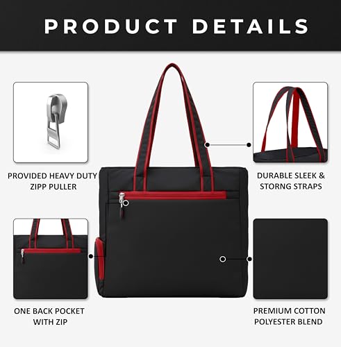 Image of Lusive's Double Pocket Handbag for Women: Stylish, Ideal Companion for Work, Travel, Polyester Material, Spacious 10-liter Capacity, 6 Pockets. (Black & Grey)