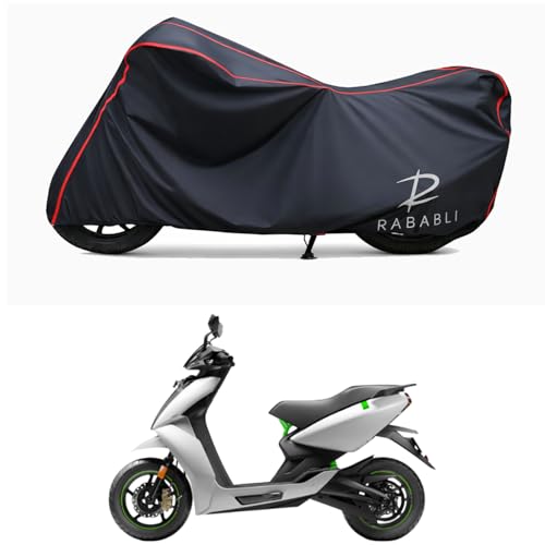 Image of Waterproof Bike Body Cover Compatible for | Ather 450 Plus | Taffeta Fabric, Red Piping Design, Bottom Elastic Fit | Dustproof, Sun UV & Rain Protection for All Bikes