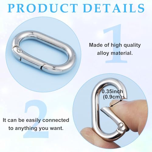Image of Oval Spring Ring Clips, Metal Keyring Purse Clip