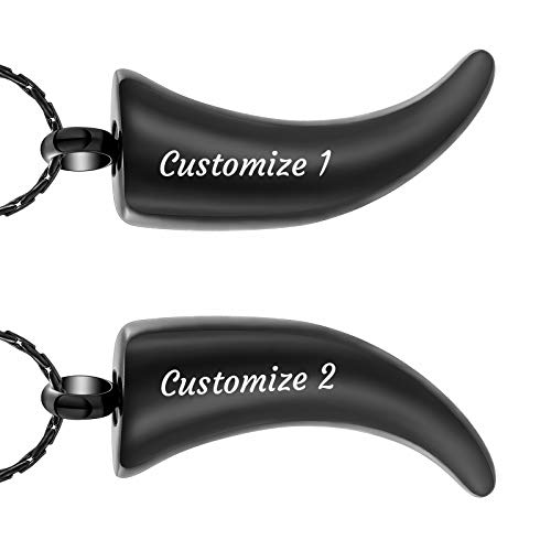 constantlife Cremation Ashes Necklace Wolf Tooth Shape Stainless Steel Pendant Memorial Urn Jewelry with Filling Kit4