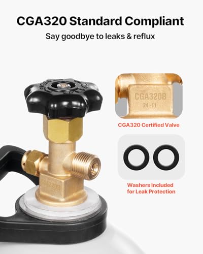 Image of VEVOR CO2 Tank, 20 lbs New Aluminum Alloy Cylinder, CO2 Air Tank with Spray Coating, CGA320 Valve, Handle & Adjustable Pressure, DOT & TC Approved Cylinder for Draft Beer Dispensing