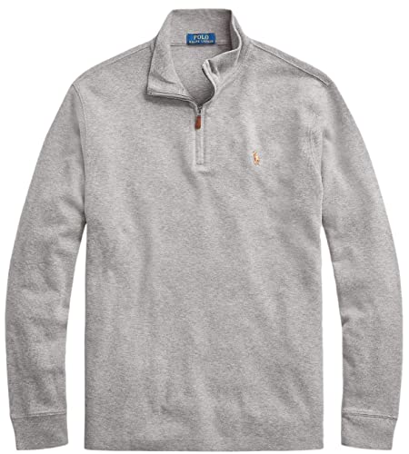 Polo Ralph Lauren Mens Classic Estate-Rib Quarter-Zip Pullover Sweater (XXL, MetalicGreySigPny)
