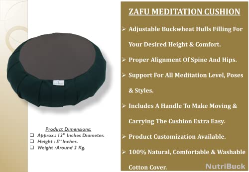 Image of Buckwheat ZAFU Meditation Cushion Filled with Buckwheat Hulls (Dark Green & Grey)